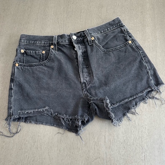 Levi's Pants - LEVI’S 501 Black Cutoff Jean Shorts Distressed Button Fly Size 30